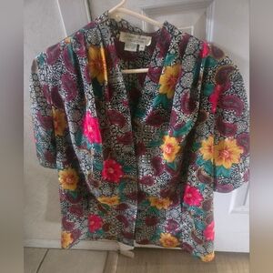Floral Patterned Womens Shirt. Super Pretty Unique Top.